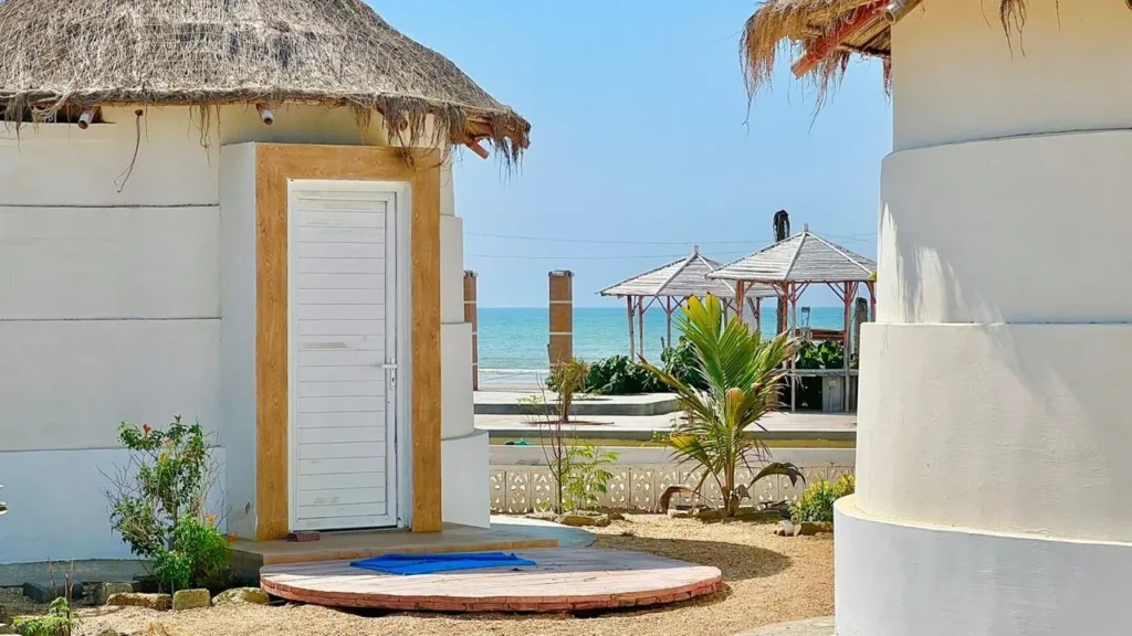 exterior of couple rooms showcasing the maldive style rooms and beautiful sea view