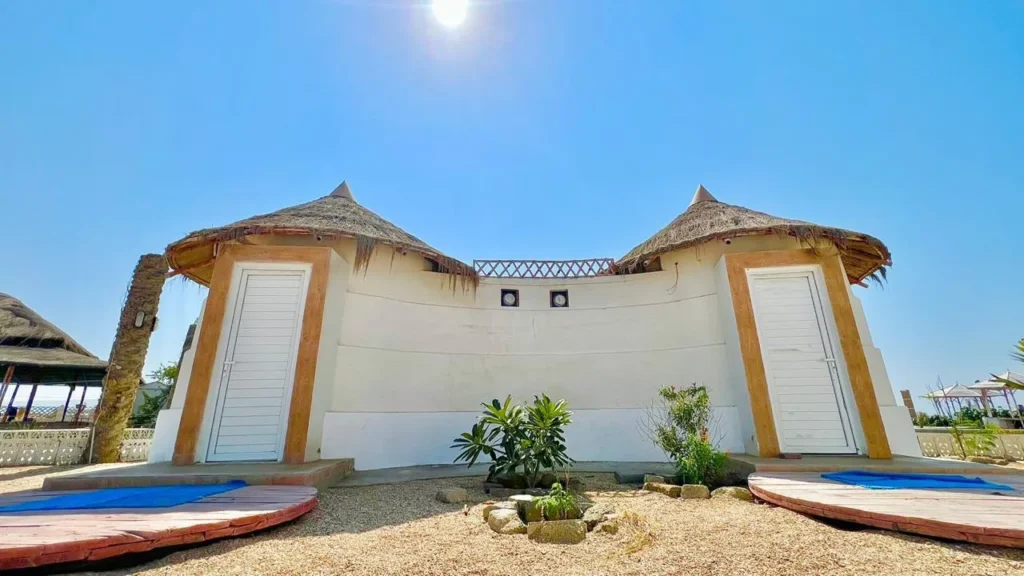 exterior of couple rooms showcasing the maldive style rooms